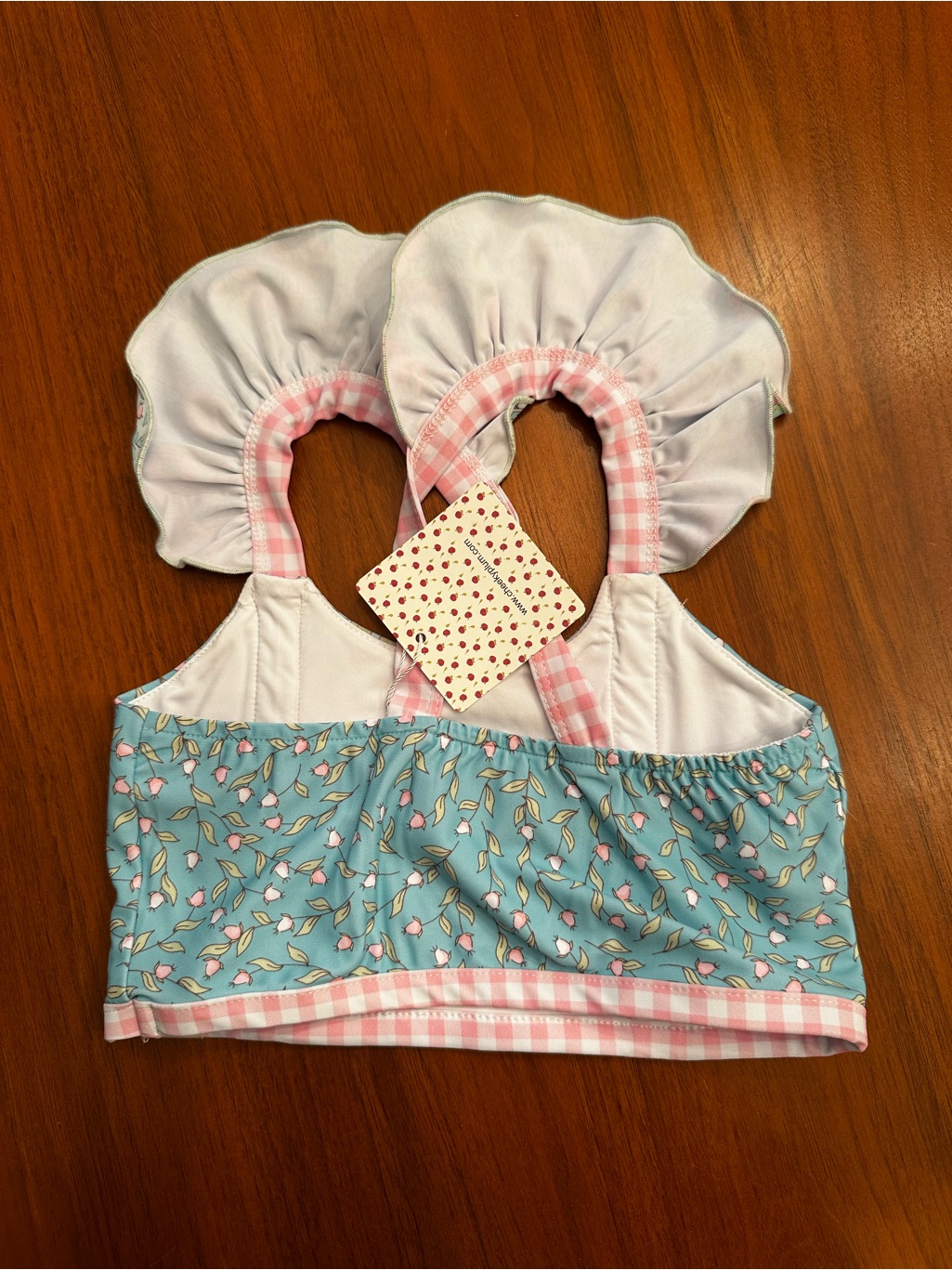 Nwt Cheeky Plum Girls Floral Ruffle Two-Piece Swimsuit Blue & Pink Size 5t — image 5 of 6